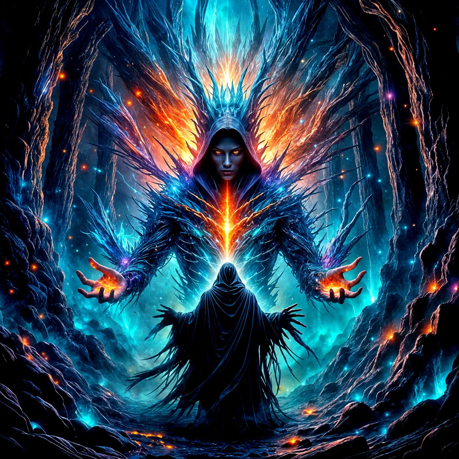 Magician Tarot Card Explosion in Digital Matte Painting Styl...