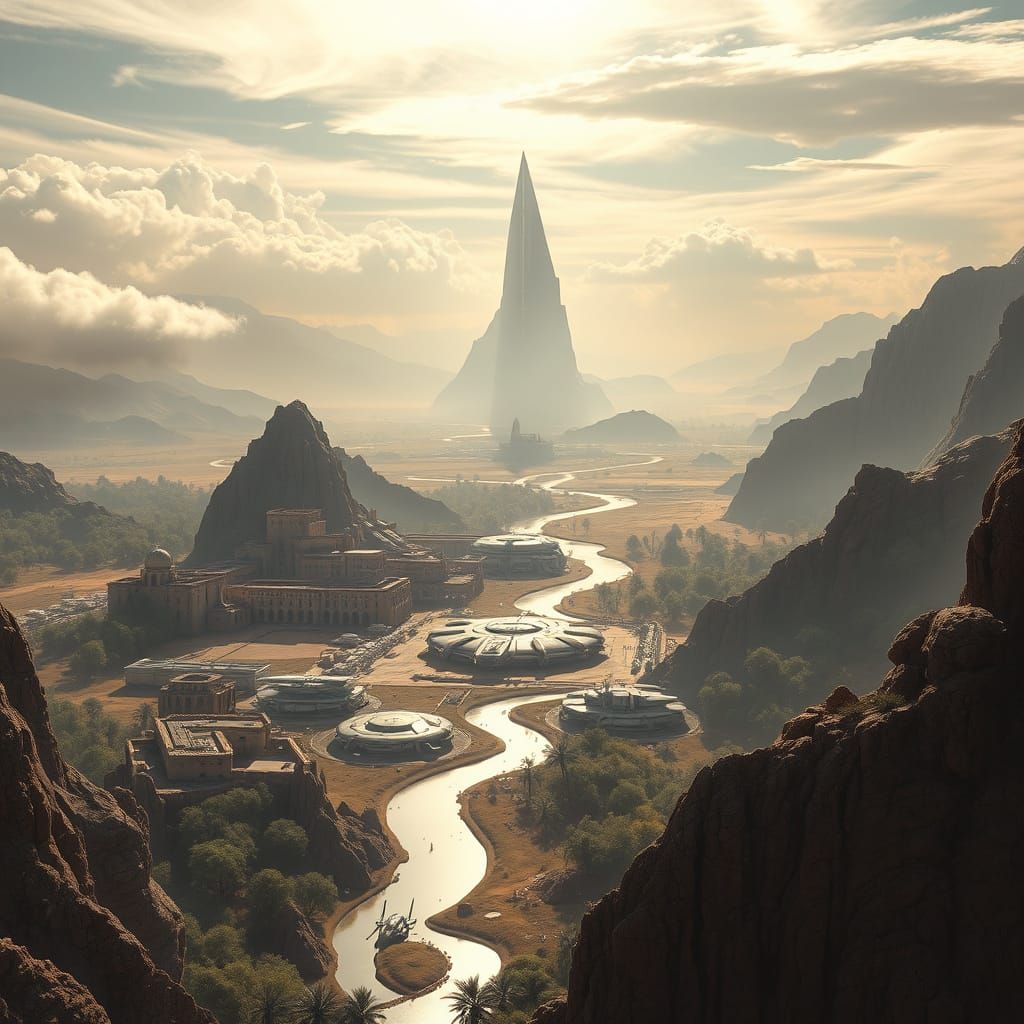 Medieval Keshiri City Tahv in Ancient Alien Landscape