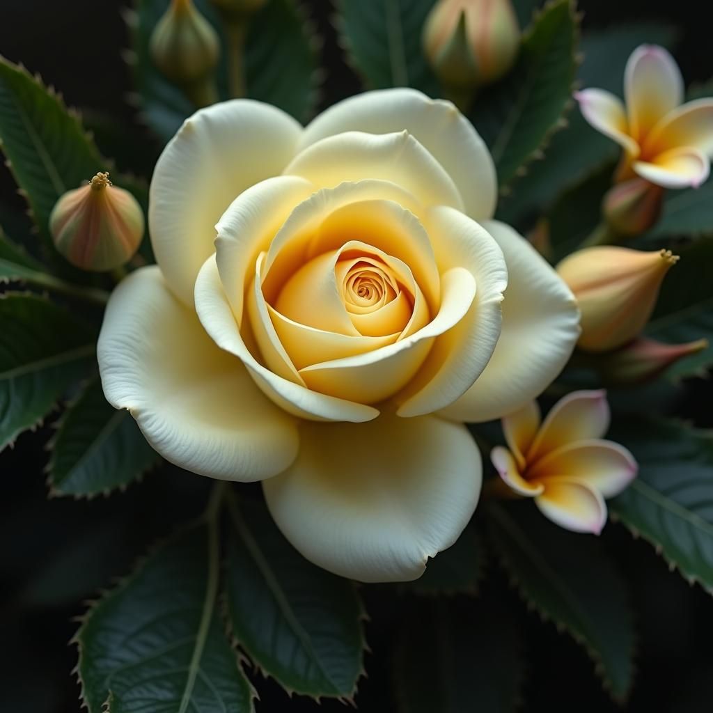 Yellow Rose in Bloom: Hyperrealistic Floral Still Life