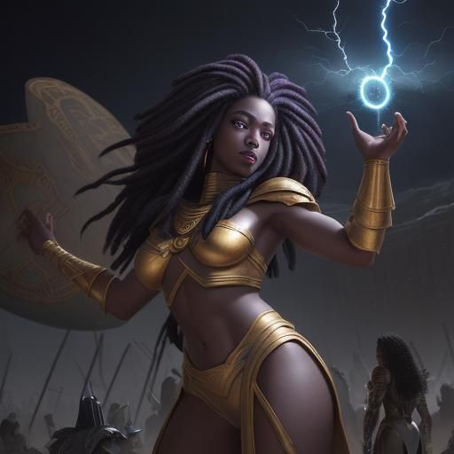 Epic Battle of Egyptian Queens in Dark Fantasy Style