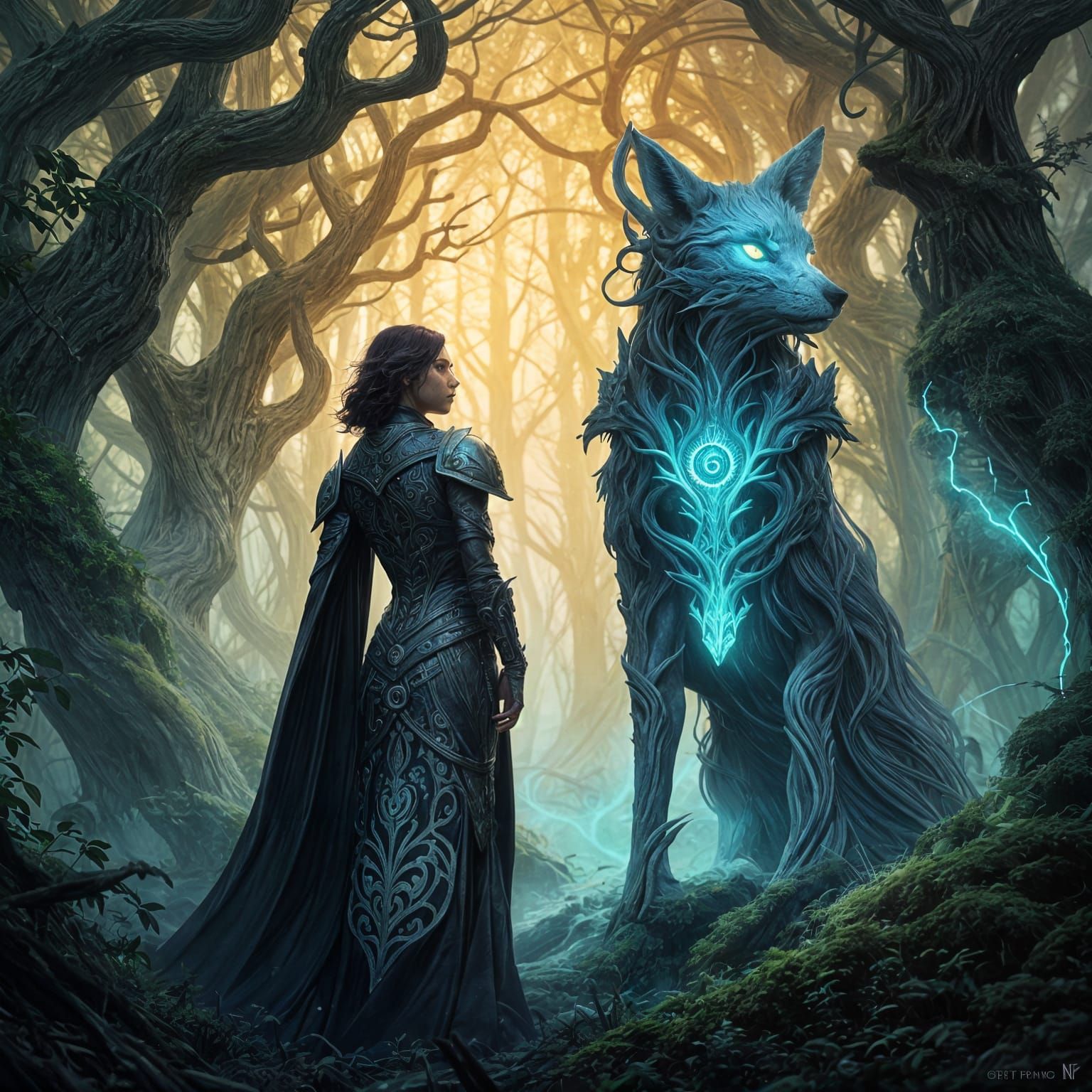 Celis and Fox Spirit Dark Fantasy Art