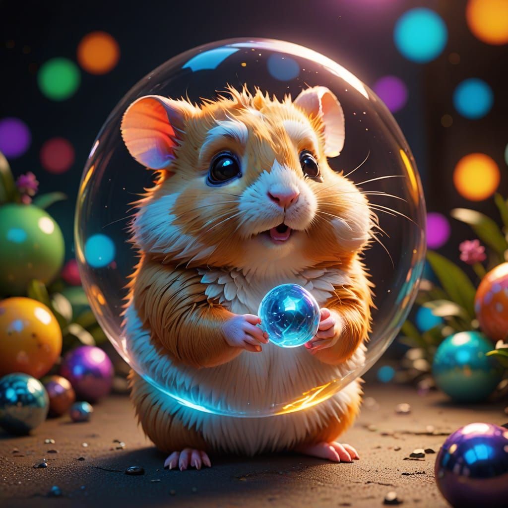 Whimsical Hamster Illuminates Vibrant Cosmos