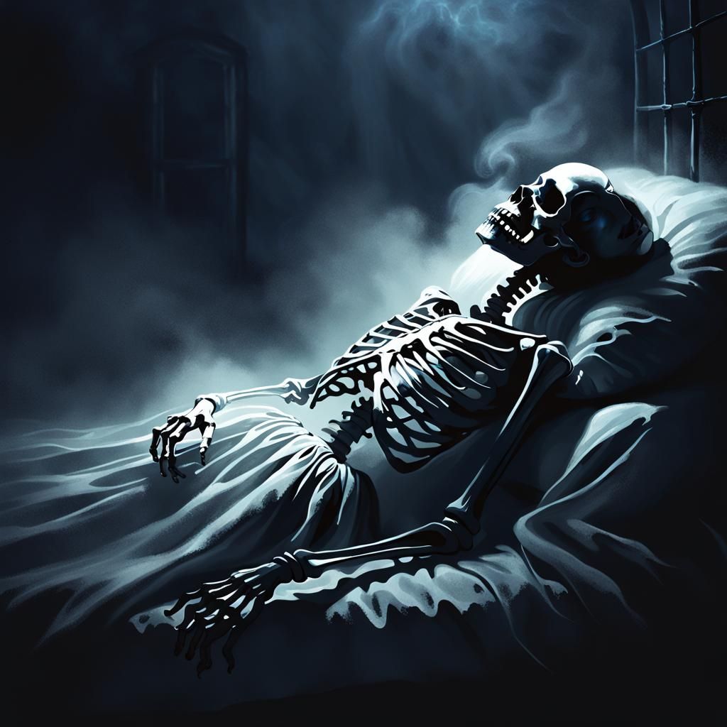 Grimdark Dream: Sleeping Girl's Nightmare in Chiaroscuro
