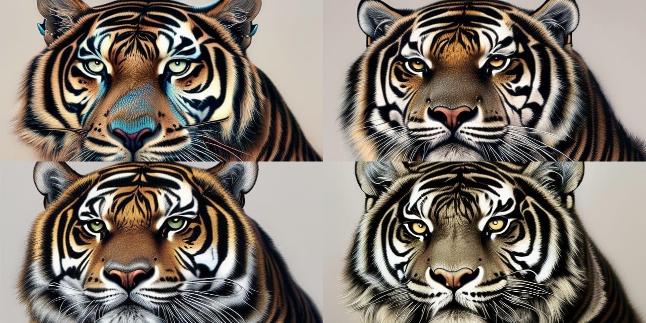 Intricate Great Tiger in Art Nouveau Style