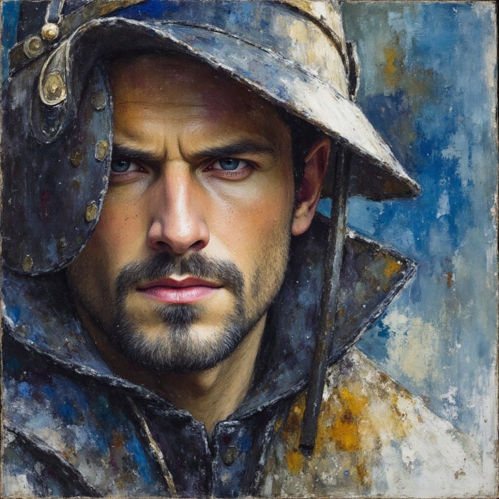 Knight Portrait in Dramatic Chiaroscuro Style