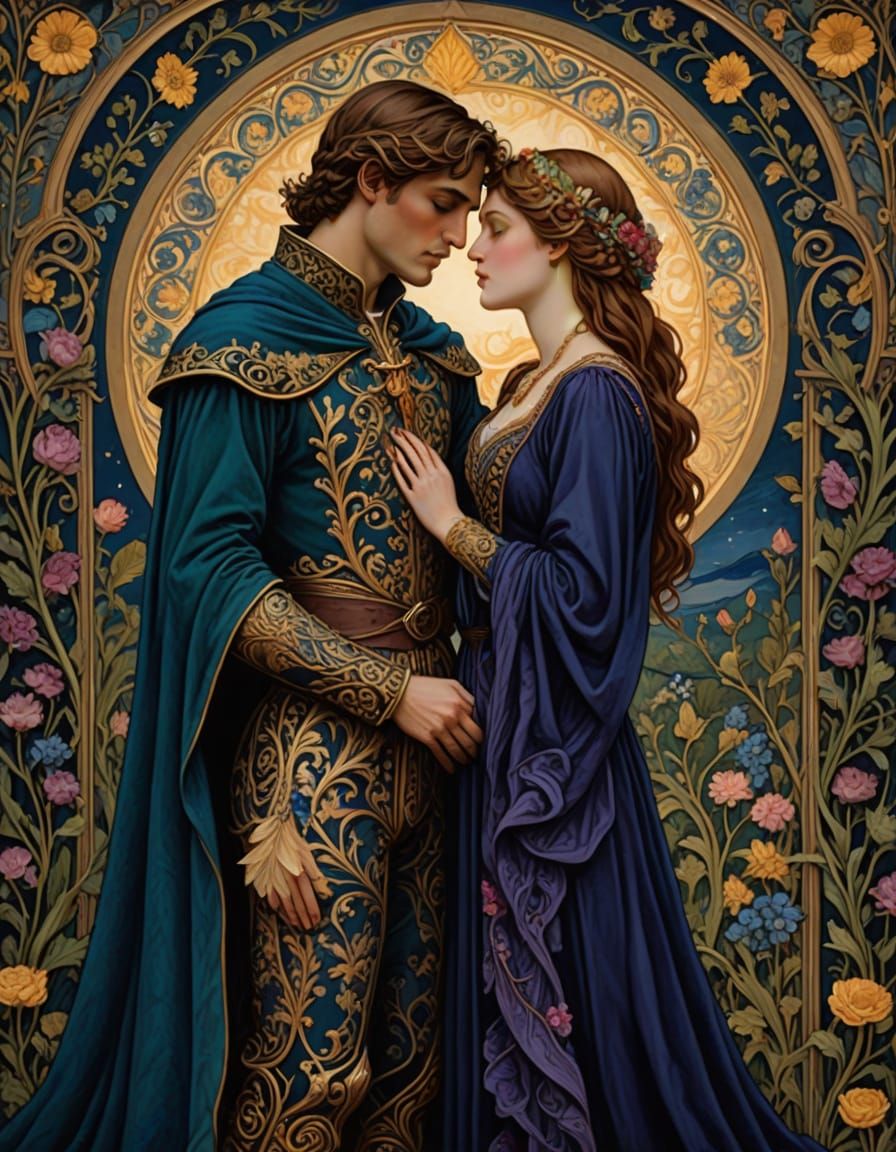 🌷 Romeo and Juliet Gustave Doré contrasting colors cool colors deep color green and magenta yellow and blue art Nouveau...