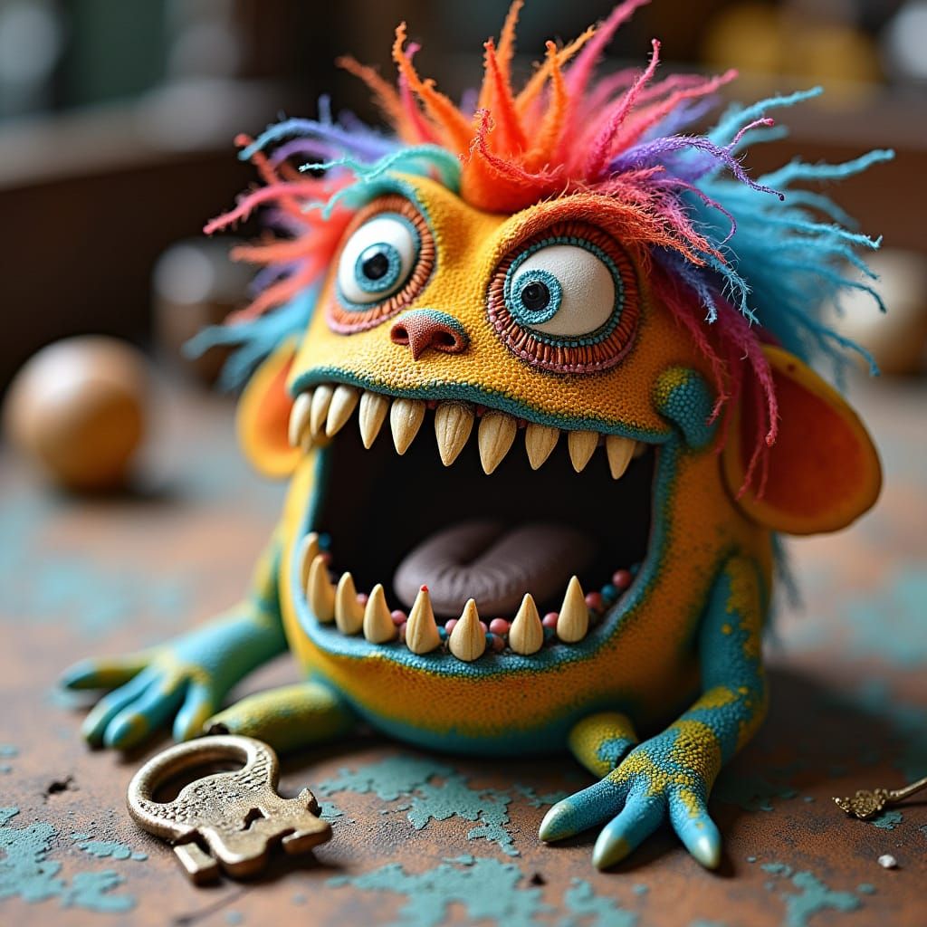 Vibrant Wacky Key in a Surreal Setting
