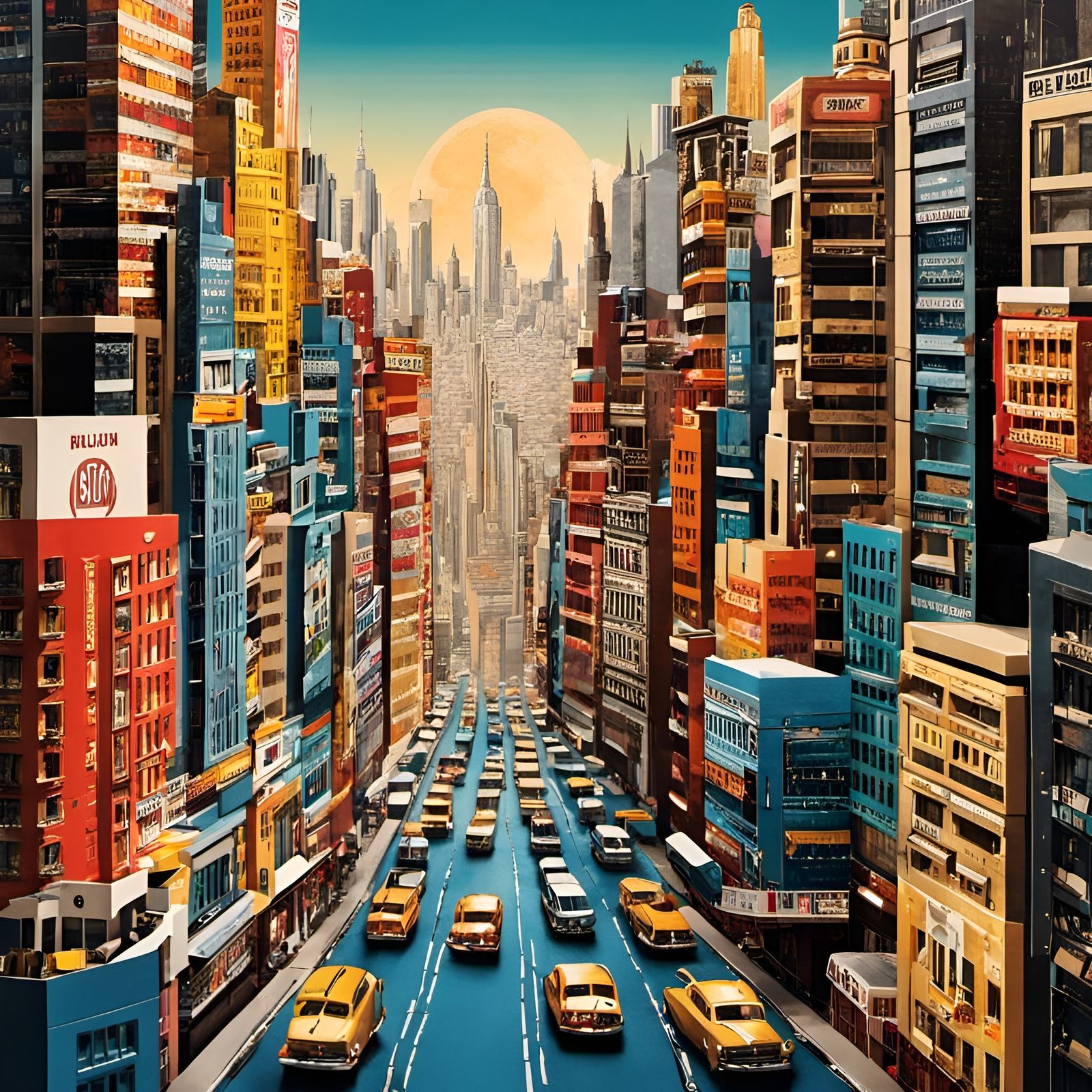 Matchbox Cityscape: Pop Art Collage Fusion