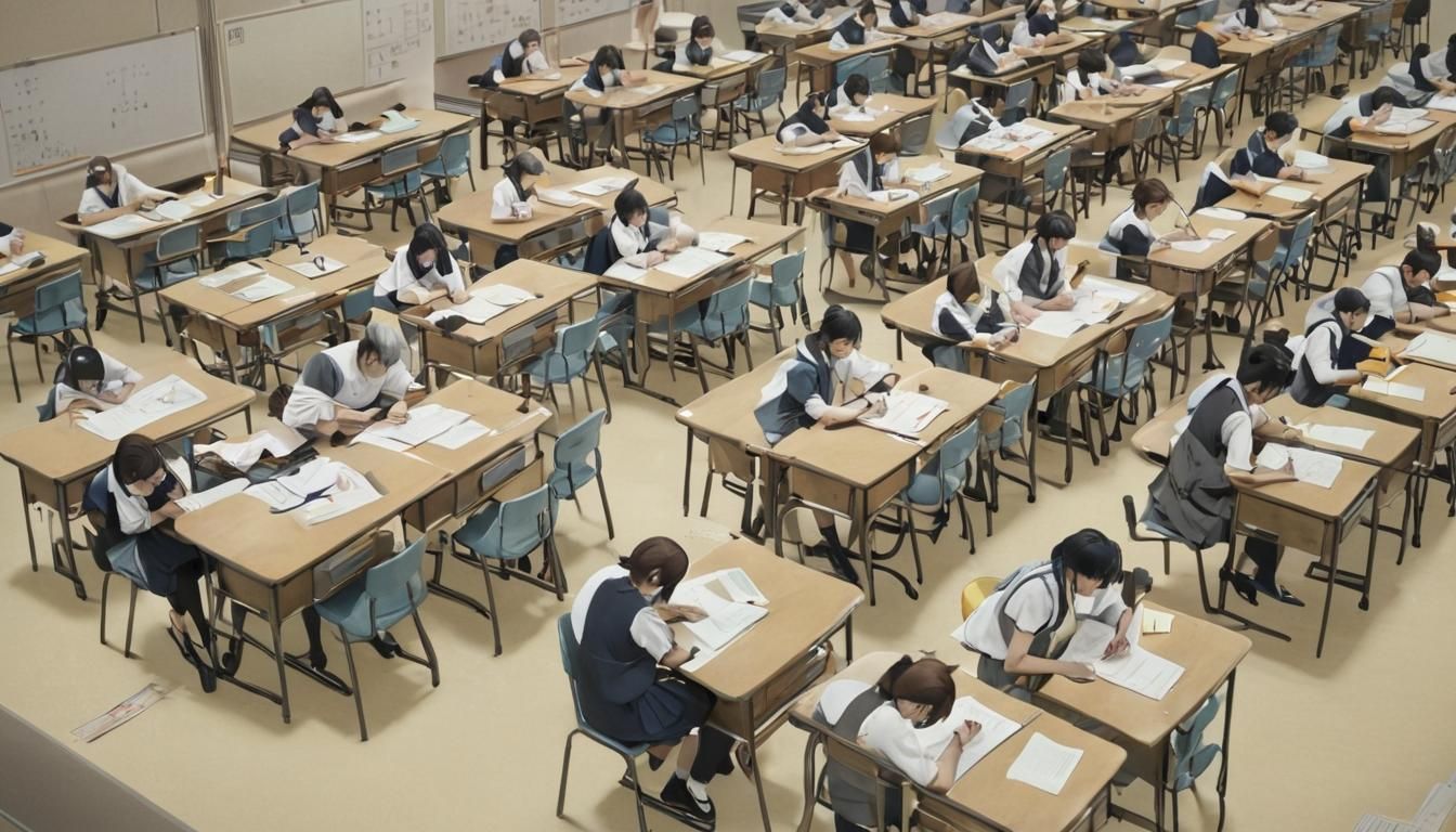 Anime Style: Students in Examination Hall