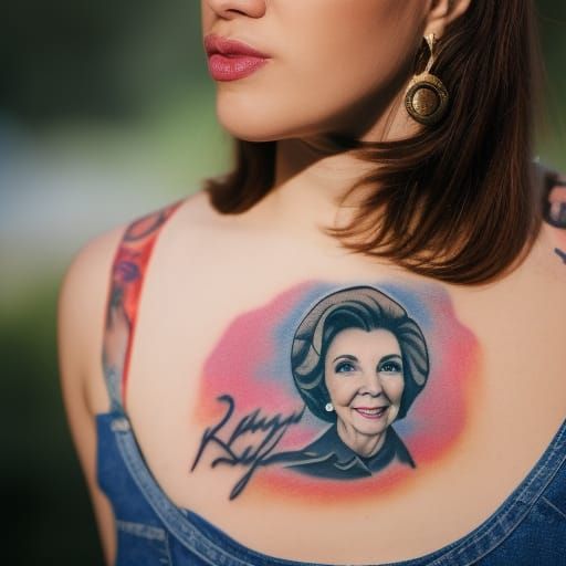 girl with a nancy reagan tattoo