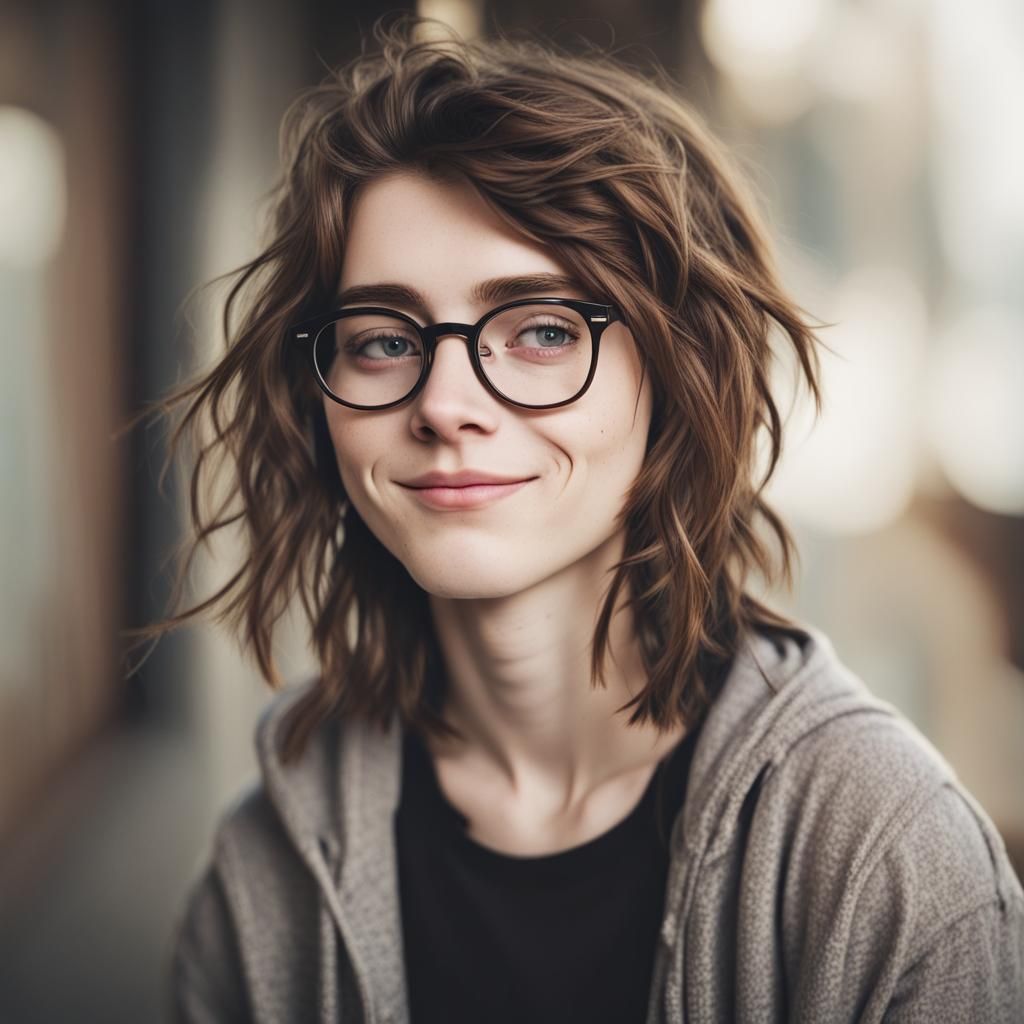 Androgynous Teenager with Grunge Style