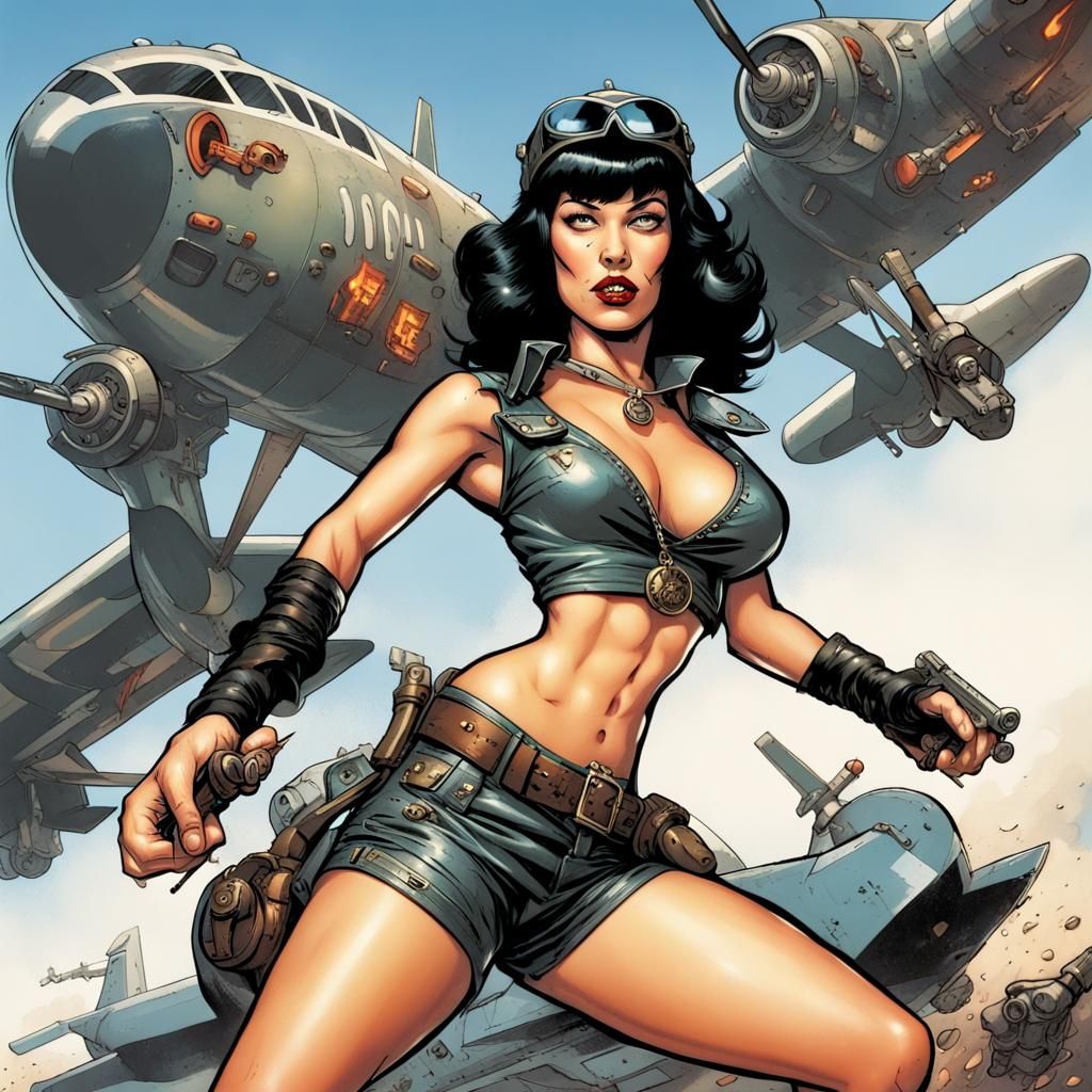 Betty Page as Jet Girl in Comic Book Art
