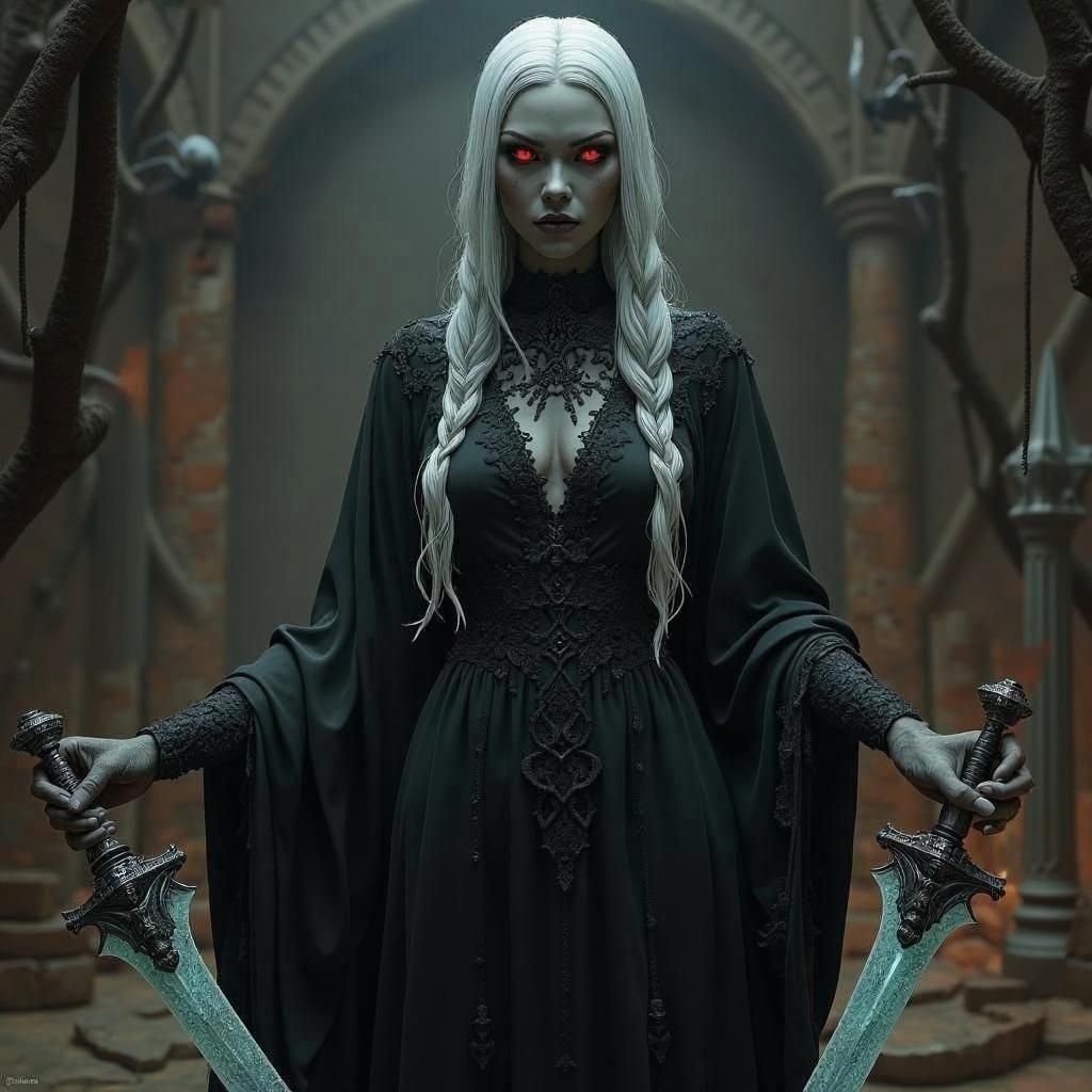 Drow Priestess of Lolth in Anime-Inspired 3D Art