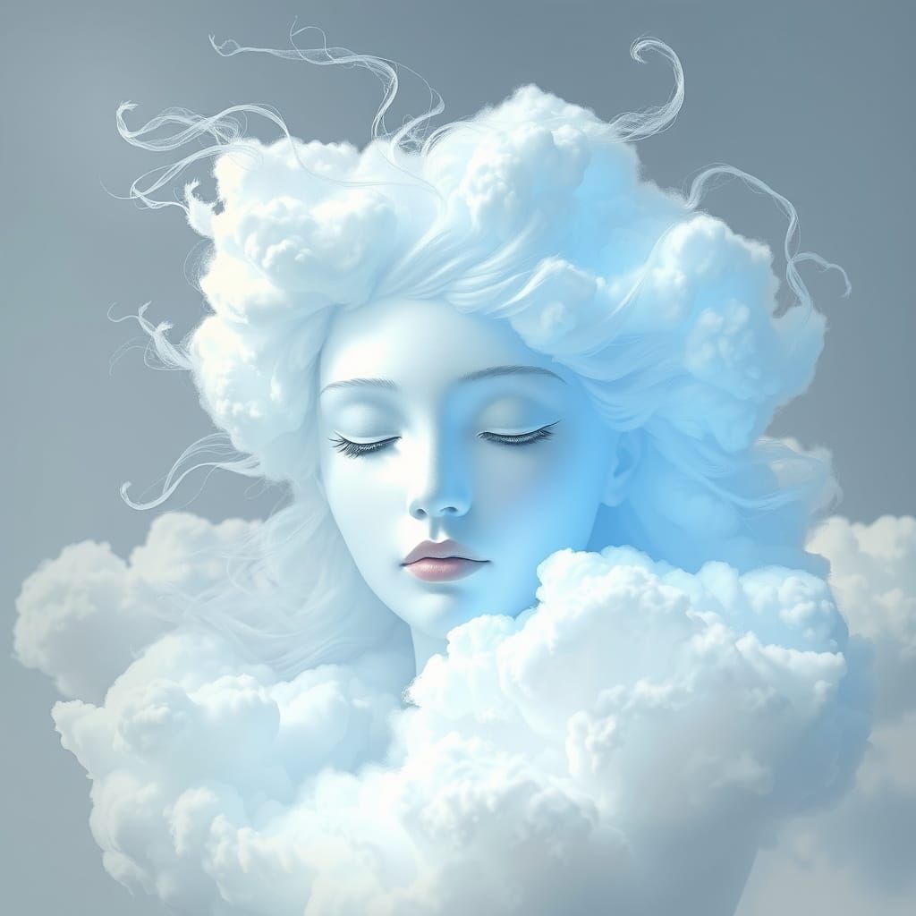 Celestial Goddess in Soft Cloud Formations