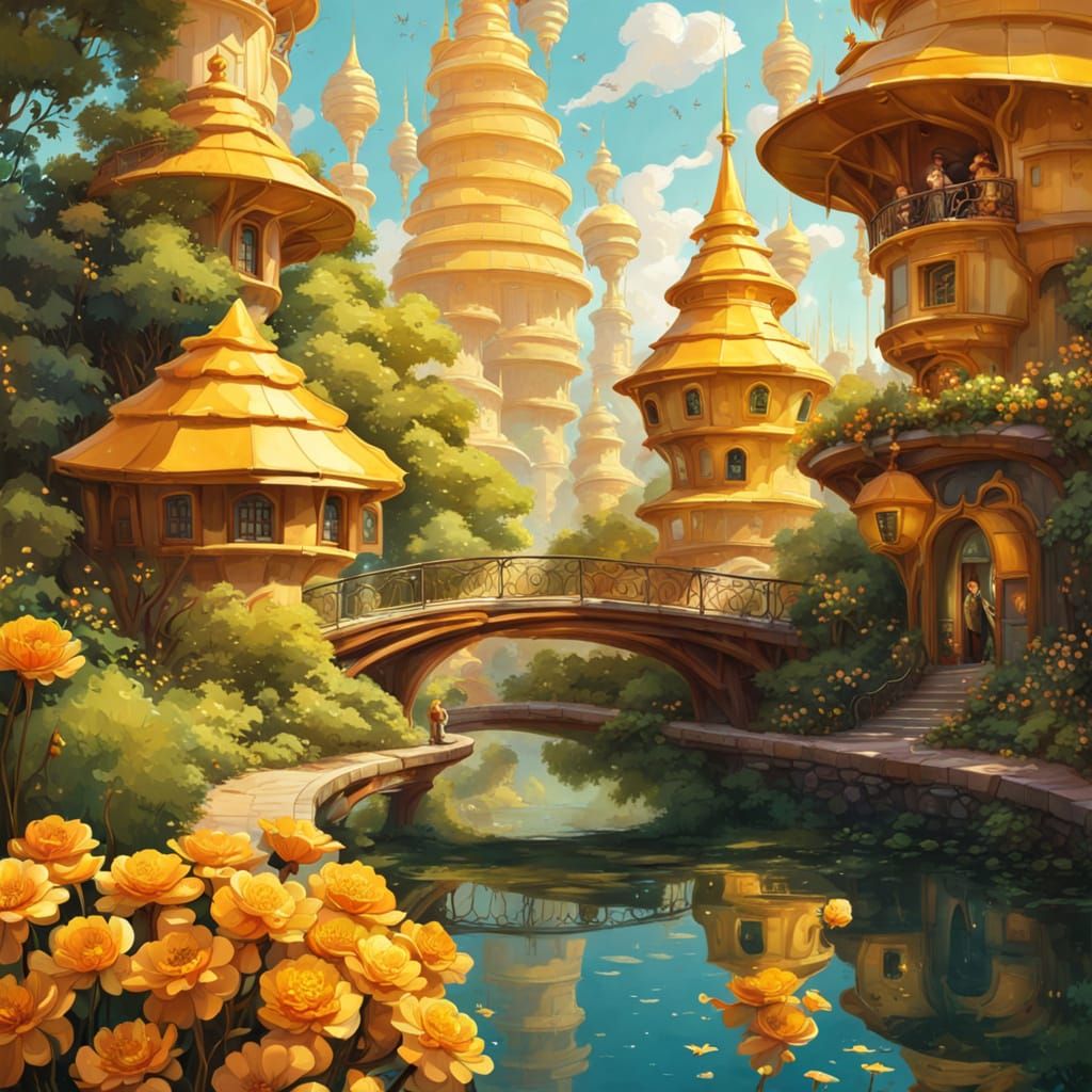 Whimsical Bees' Enchanted Tree City
