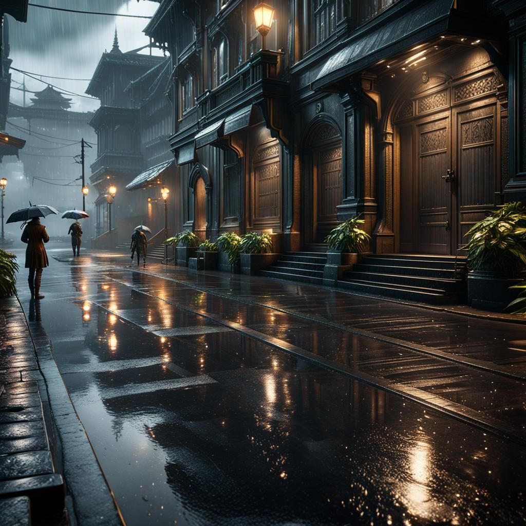 Rainy Vigil in Detailed 3D Game Art