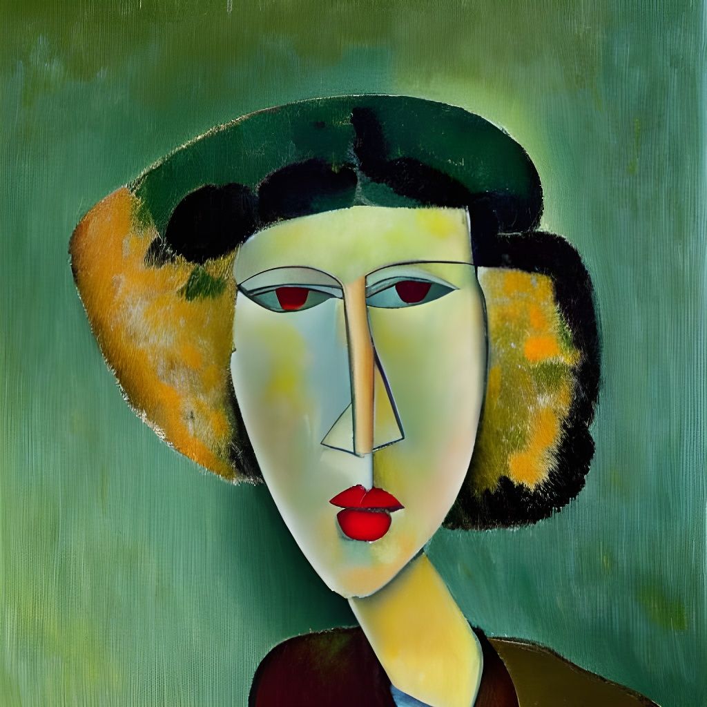 Elegant Portrait in the Style of Modigliani