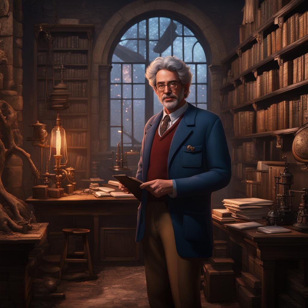Fantasy Professor in Detailed Matte Painting