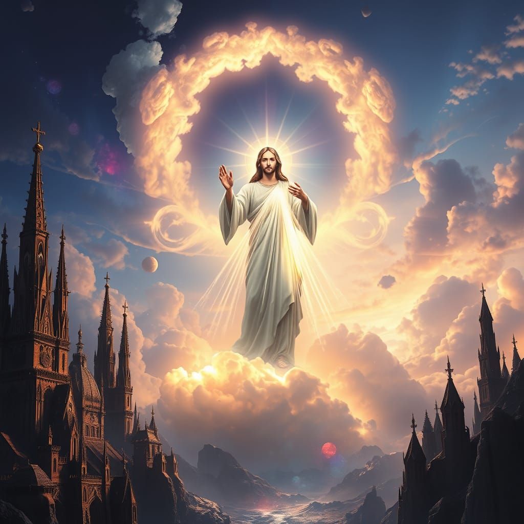 Divine Mercy of God in Ethereal Landscape