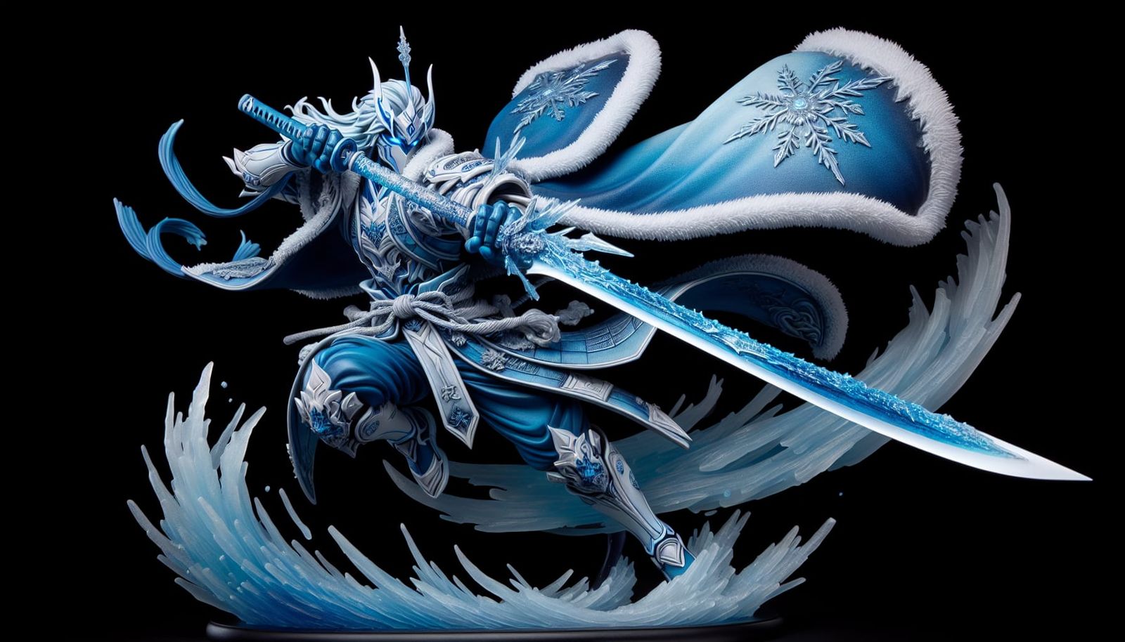 Icy Katana Leader in Manga-Inspired Style