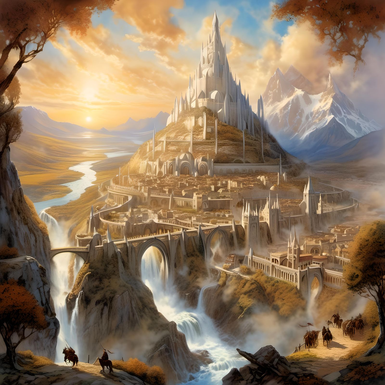 Minas Tirith Watercolor Illustration Inspired by Lord of The...