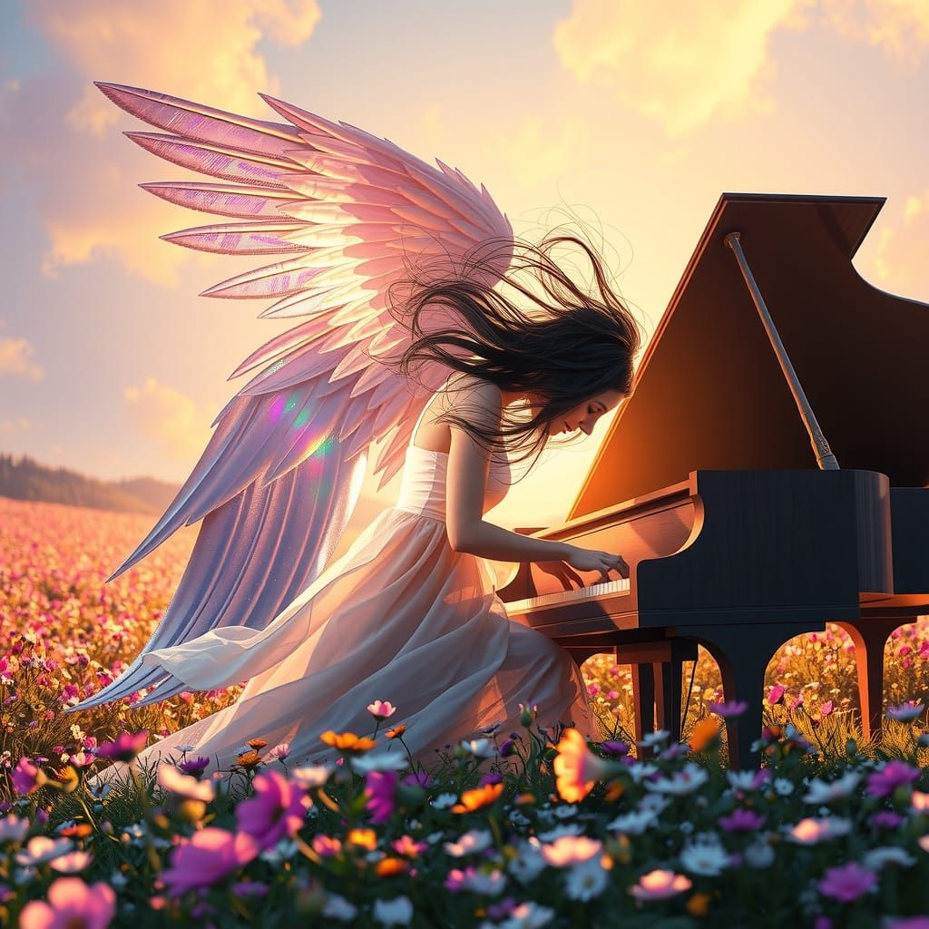 Ethereal Angel Plays Piano in Mayflower Field
