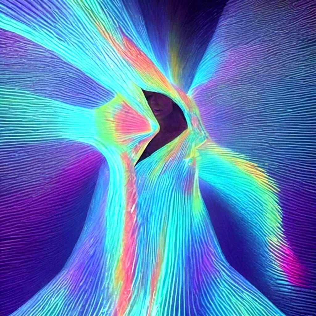 Iridescent Light Forms a Strange Humanoid