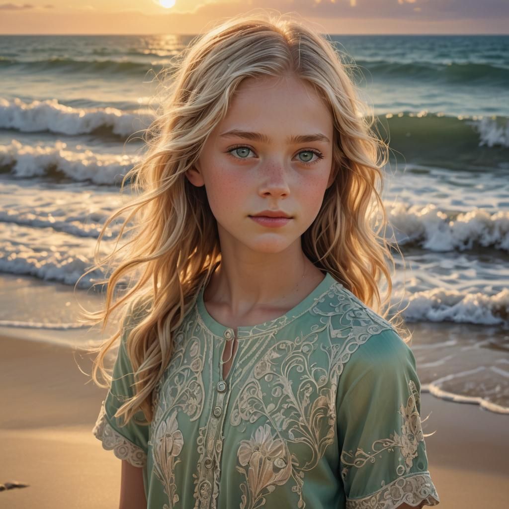 Australian Girl on Beach: Vibrant Digital Art