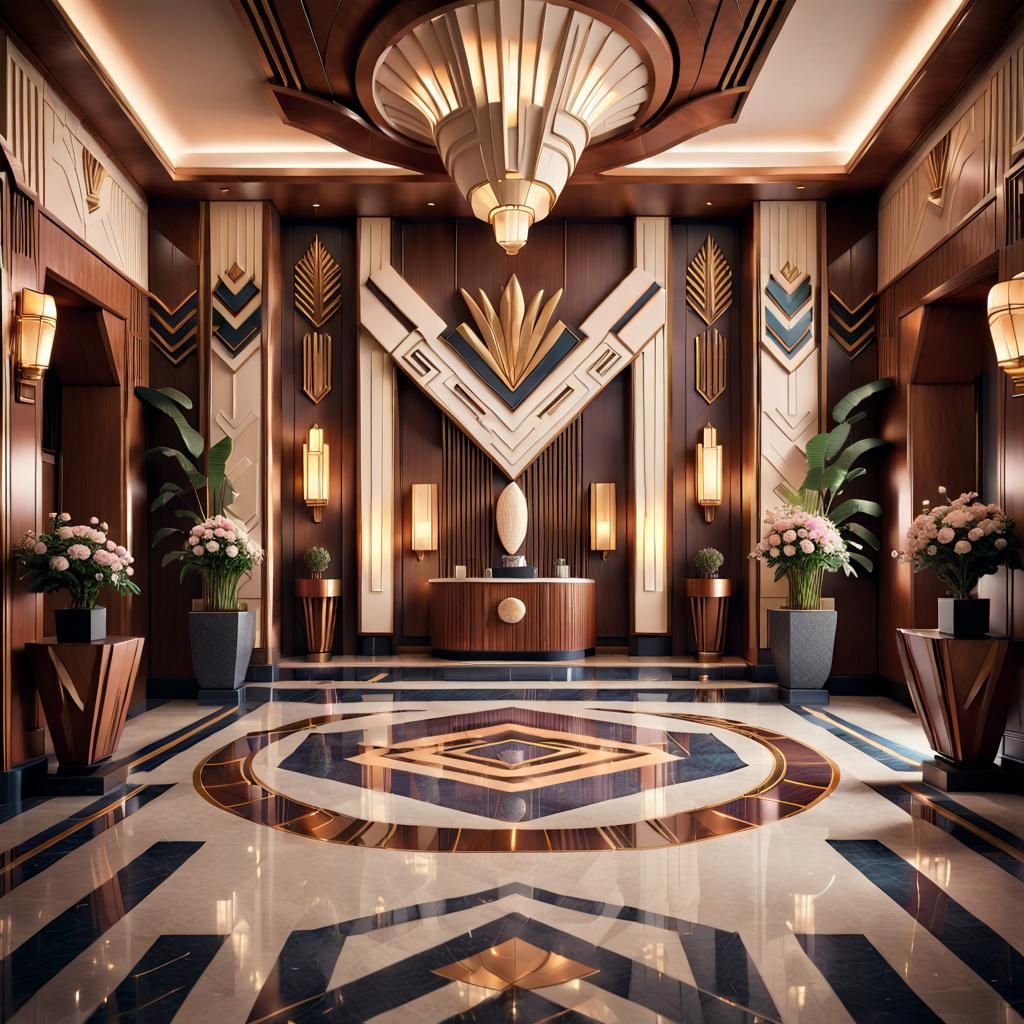 Art Deco Hotel Lobby in 8K Resolution