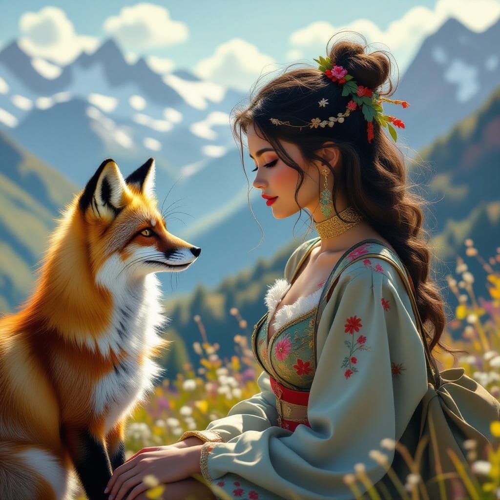 Girl and Fox in Infinite Digital Painting