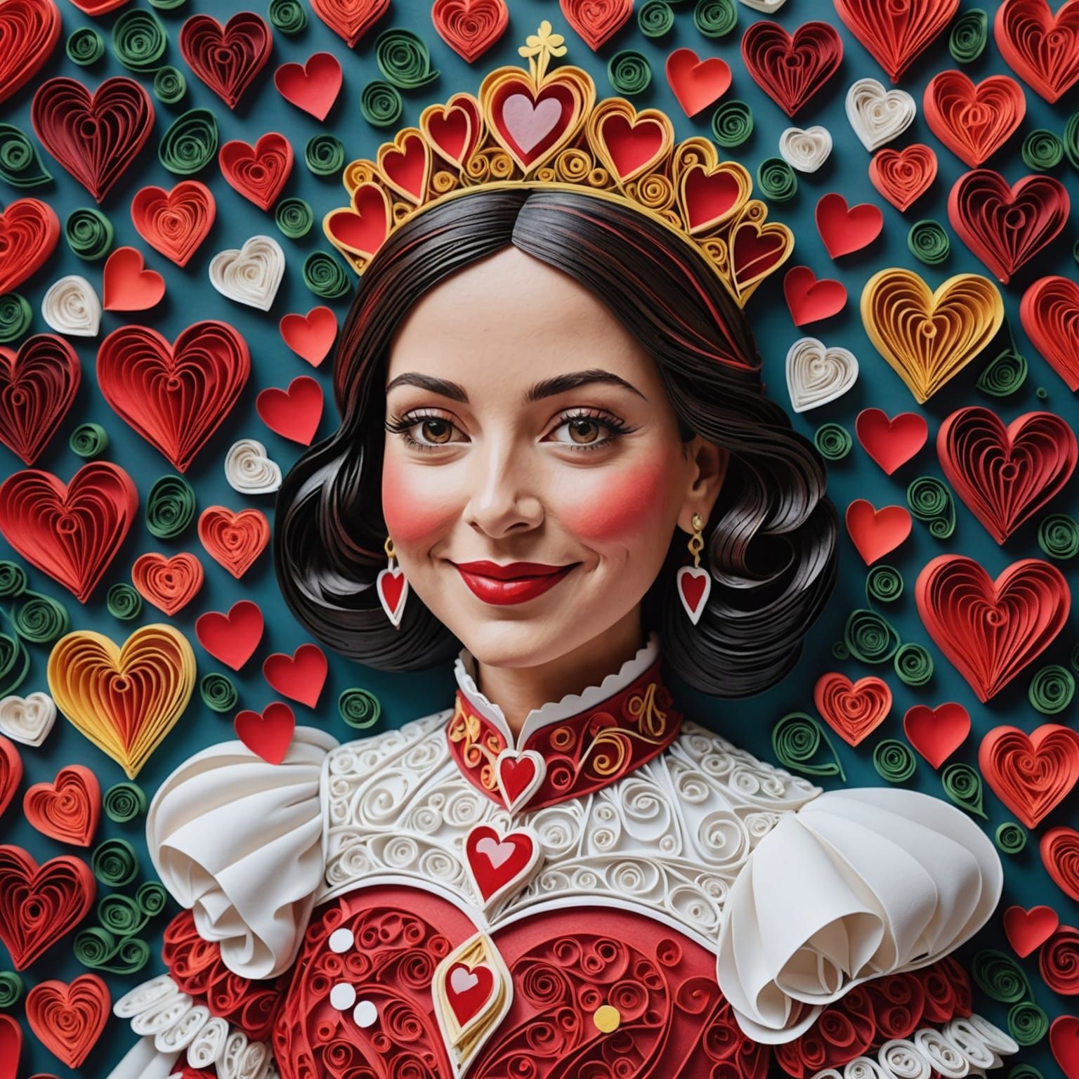 Queen of Hearts in Quilling Collage Art