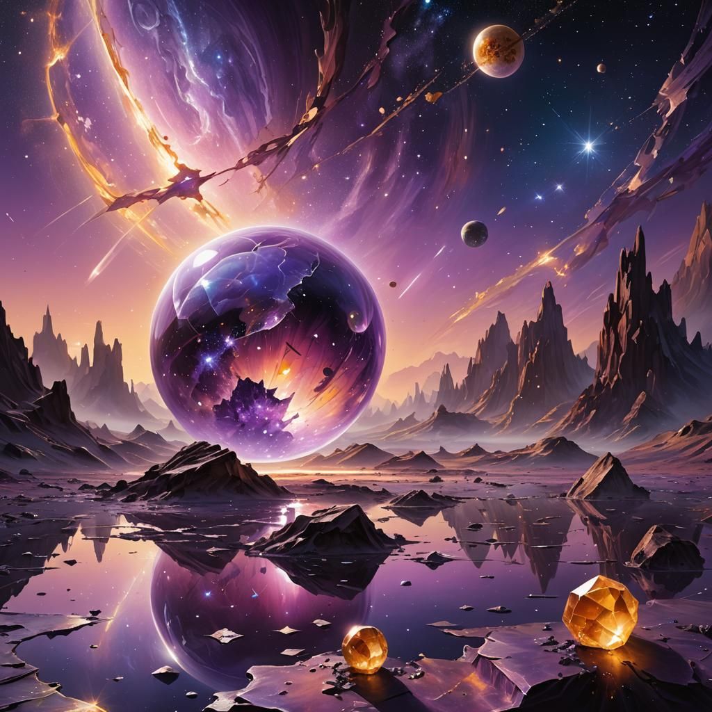 Planet made out of purple crystals