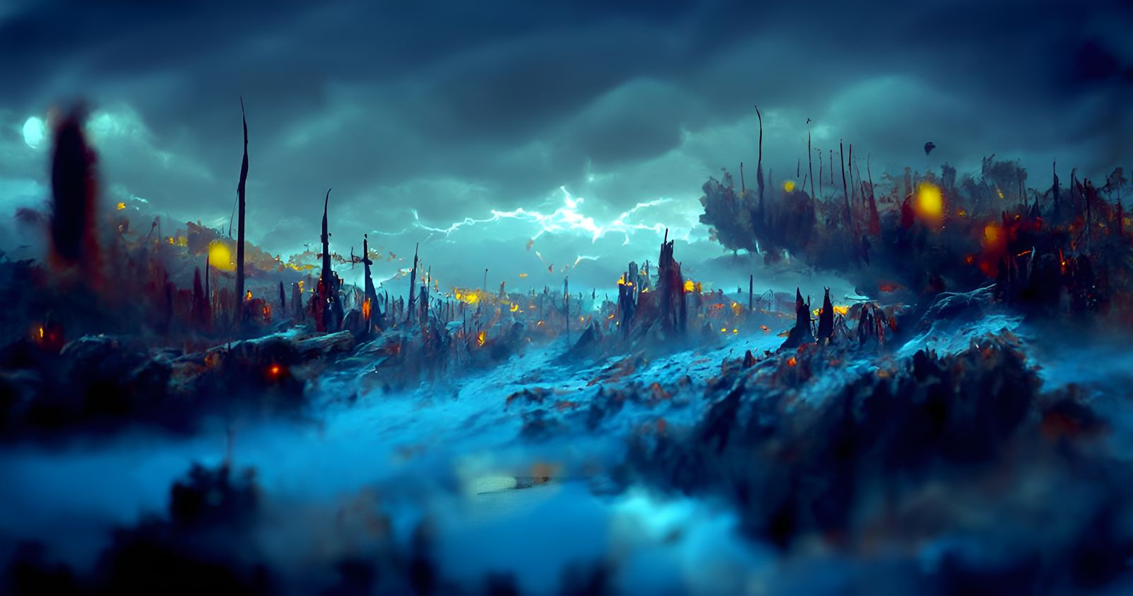 Epic Lightning Storm Matte Painting