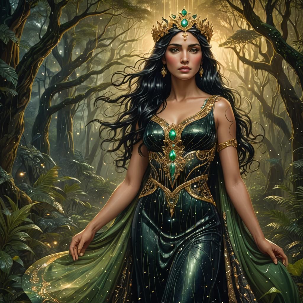 Goddess Portrait in a Magical Rainforest