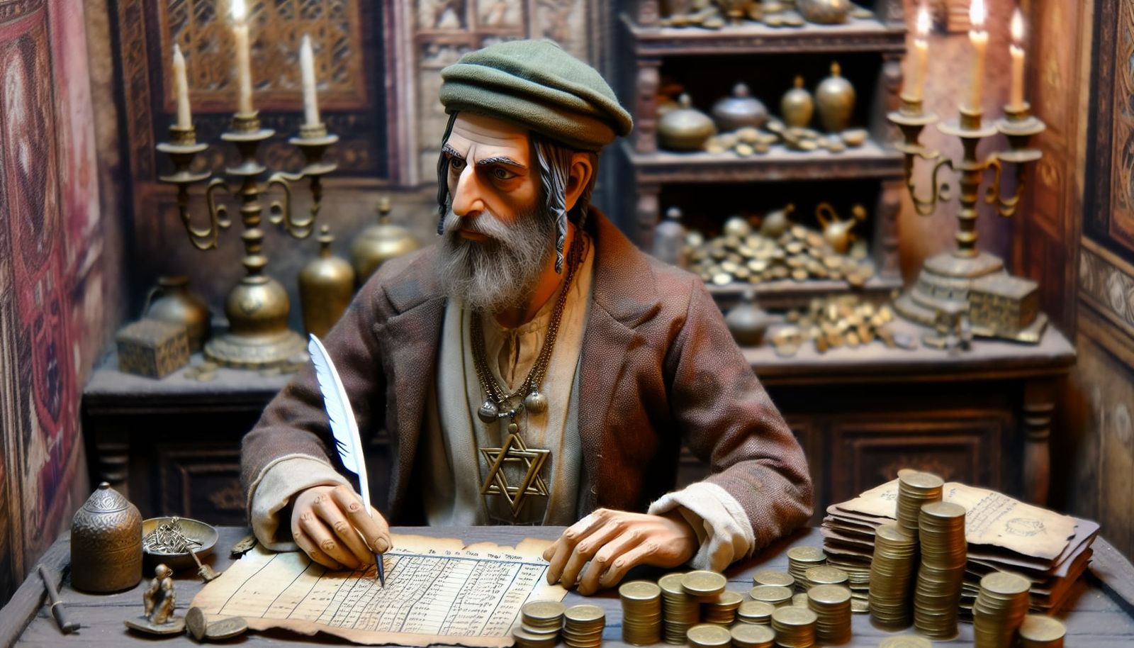 Medieval Jewish Shop Owner with Star of David