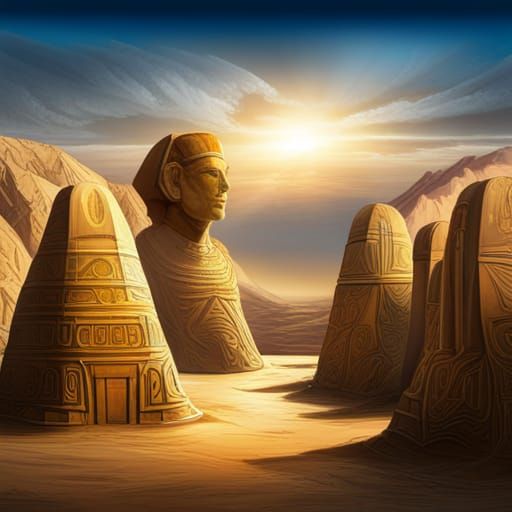 Egyptian Monolith in Desert: Detailed Matte Painting