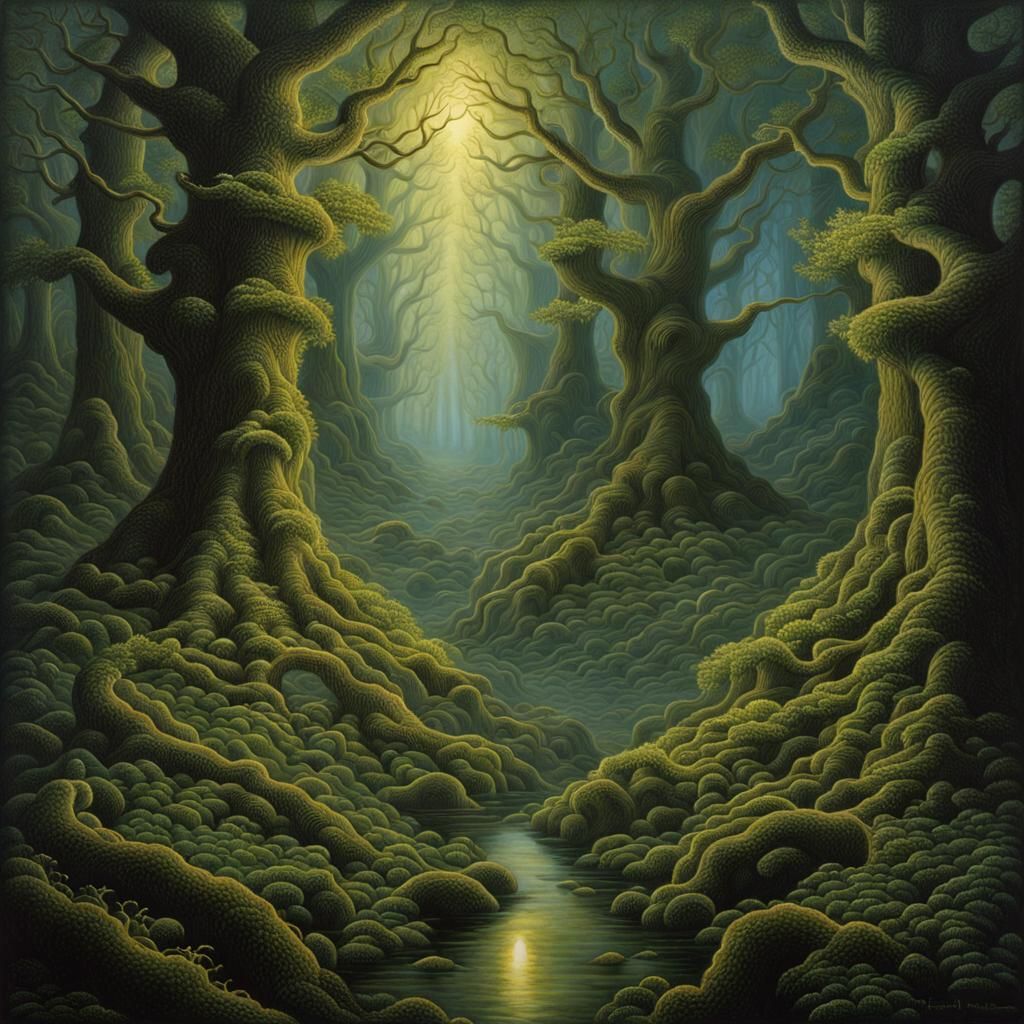 Eldritch Forest in Mystical Realism Style