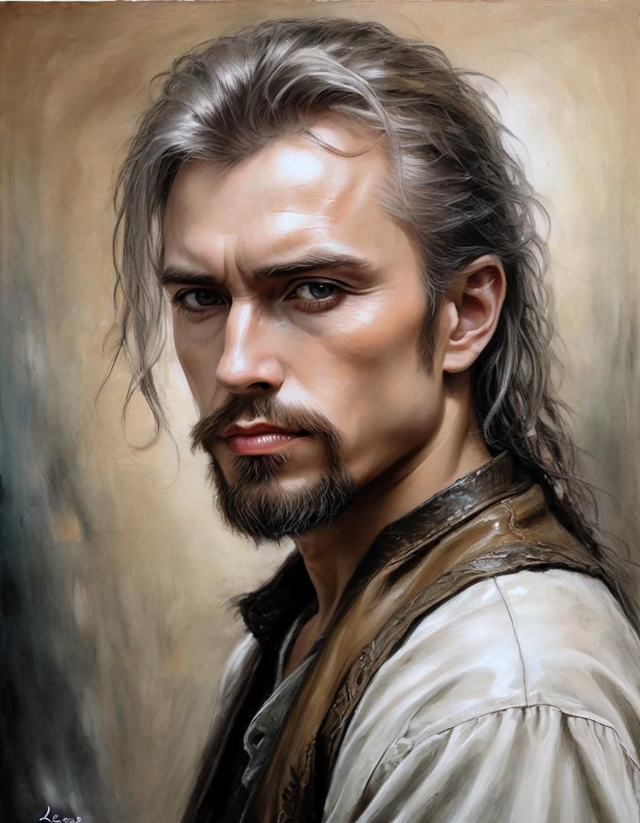 Crowned Man Portrait in Oil Painting Style