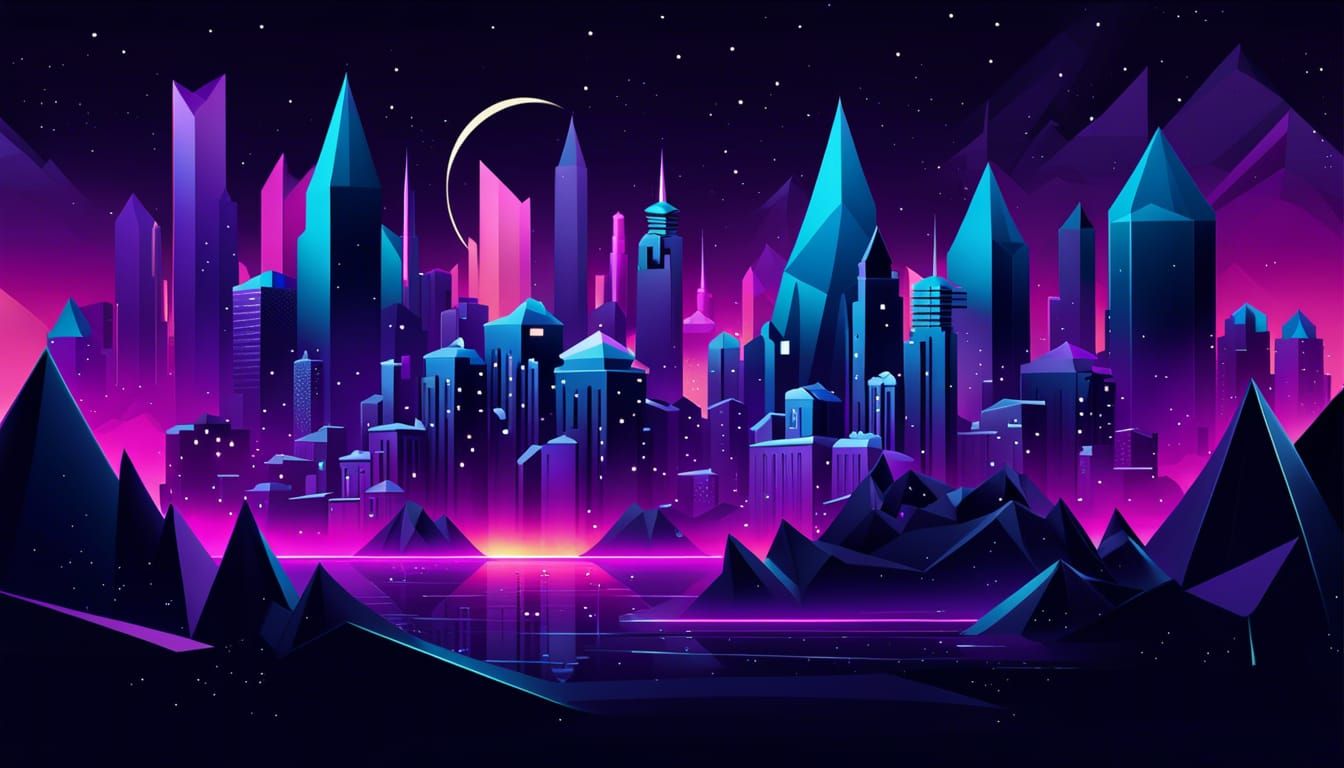 Abstract Vector Cityscape in Galaxy Colors