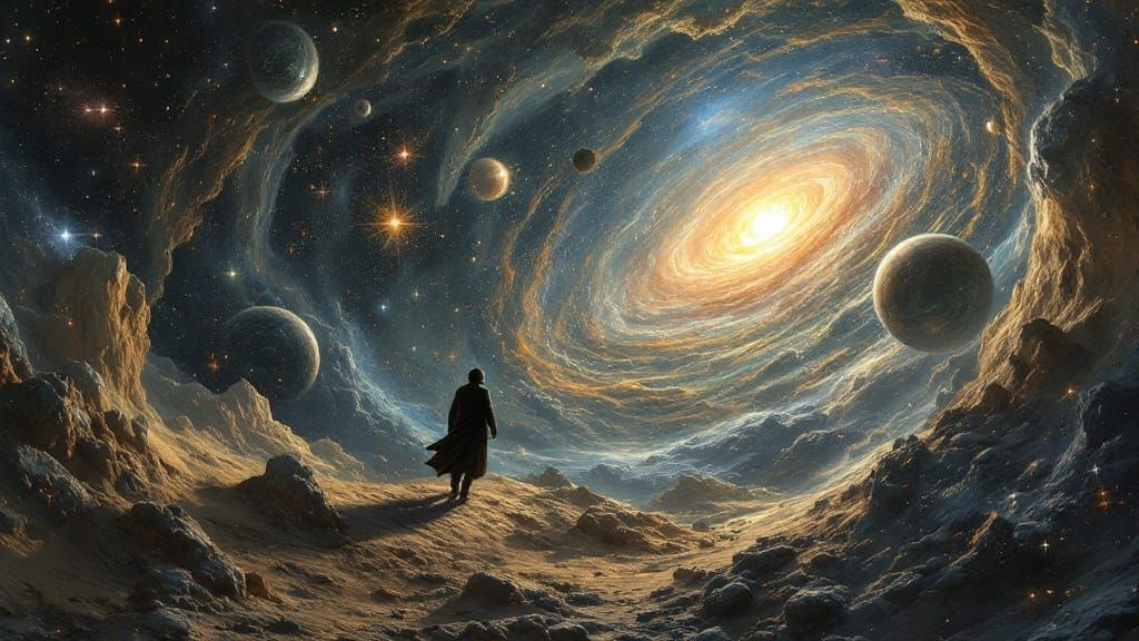 Ethereal Cosmic Landscape in Mannerist Style