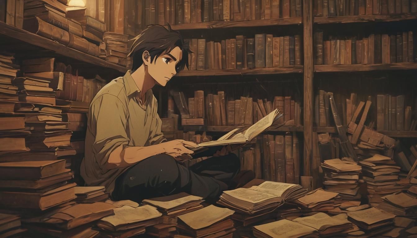 Anime-Inspired Young Man in Dimly Lit Room