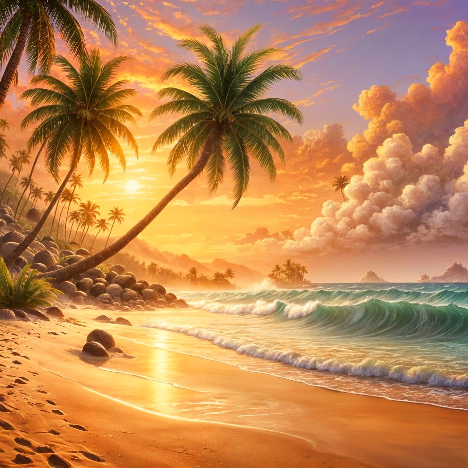 Hawaiian Sunset Oceanscape in Ethereal Fantasy Style