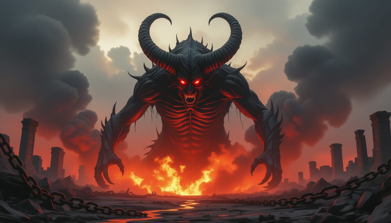 Infernal Creature Emerges from Fiery Abyss