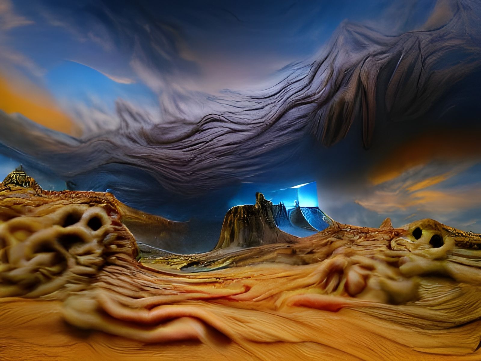 Iridescent Desert Fire Wall: Surreal Landscape