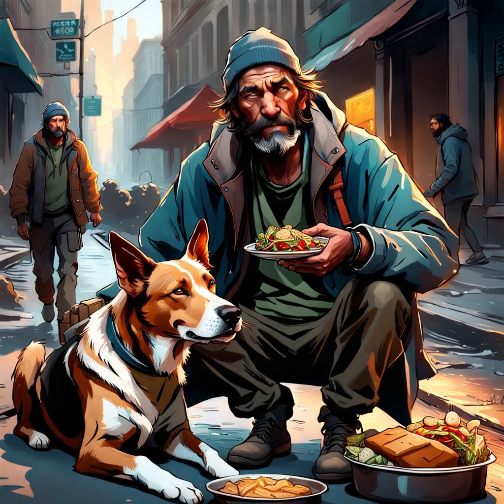 Homeless guy with his dog