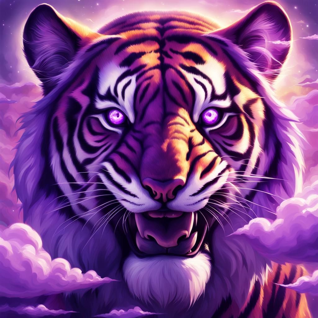 Purple-Eyed Saber-Tooth Tiger in Divine Light