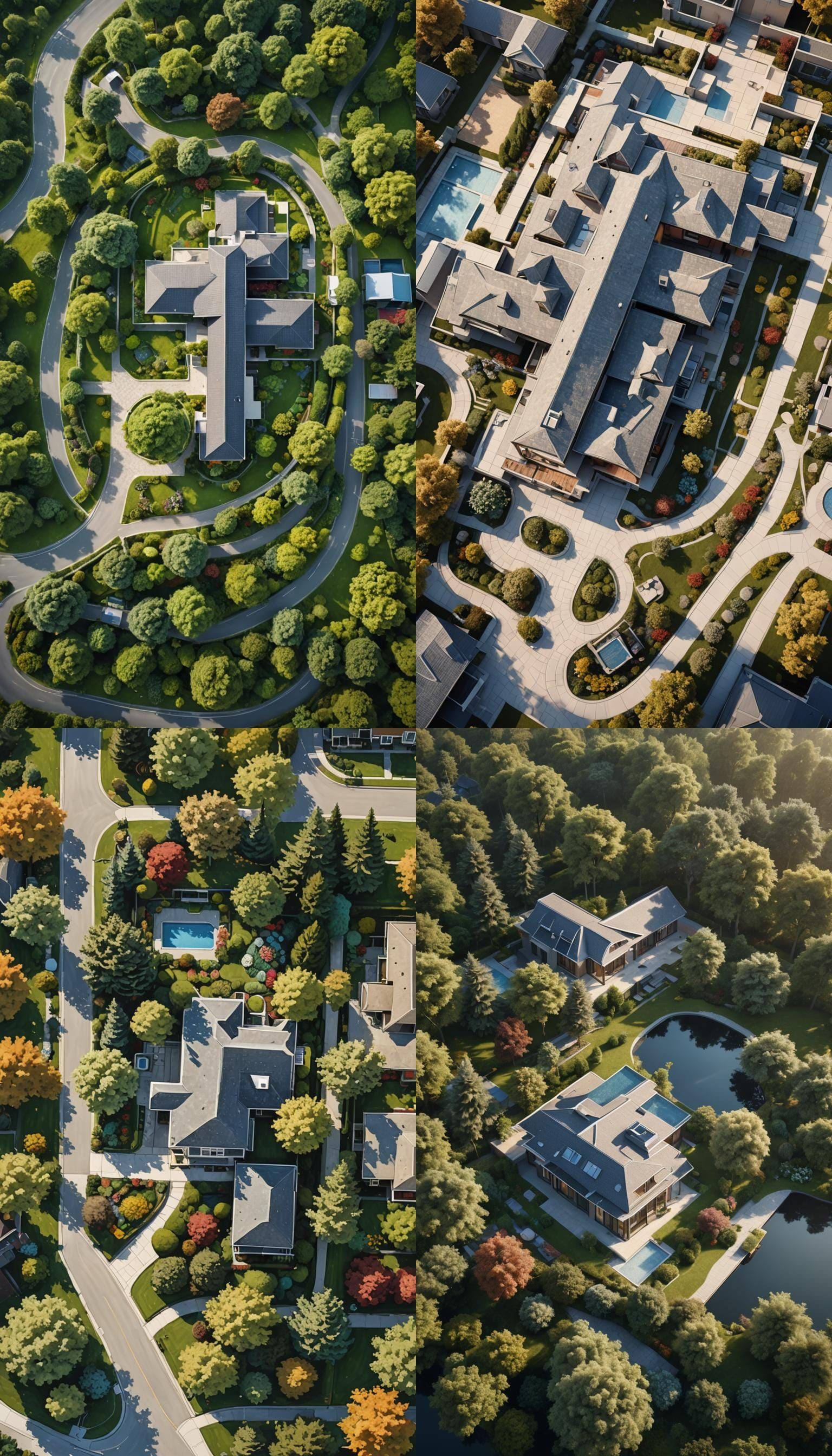 Aerial View: Modern Bungalow in Detailed Rendering