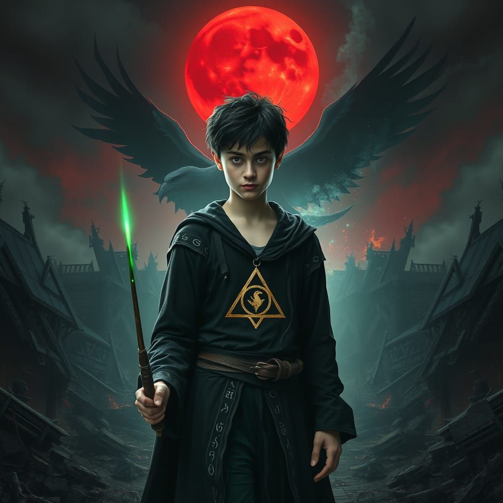 Dark Fantasy Wizard in Gothic Battlefield