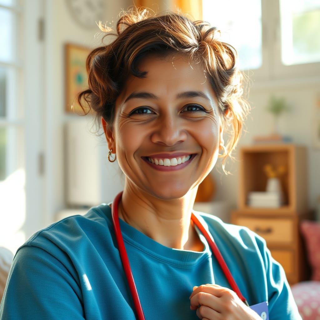 Compassionate Caregiver in Whimsical Art Style