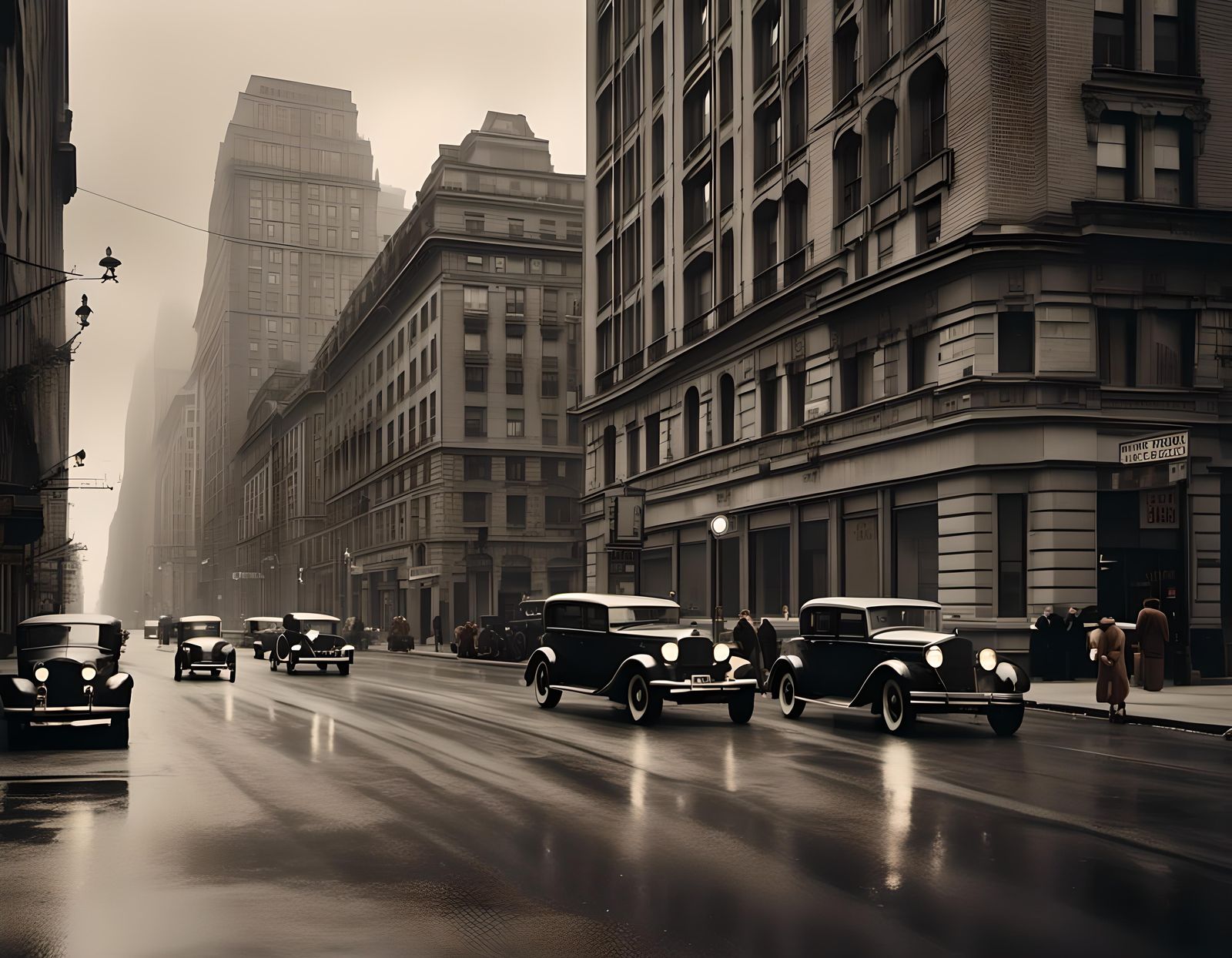 1930s Streetscape in Vintage Photographic Realism